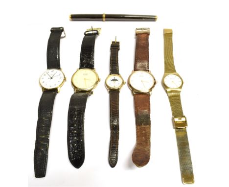 FIVE WRISTWATCHES AND A FOUNTAIN PEN Two X gents Citizen Eco-Drive, one gent;s Sekonda, one Timex, one Bering Condition Repor