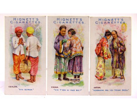 CIGARETTE CARDS - THIRTEEN ASSORTED SETS comprising Hignett, 'Greetings of the World', 1907 (25/25), two sets; Player, 'Wrest
