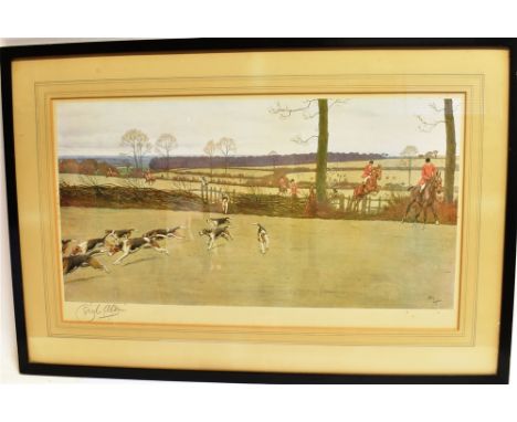 AFTER CECIL ALDIN (1870-1935) Hunting Countries Series - 'The Pytchley - Gone Away from Crick', coloured lithograph, signed i