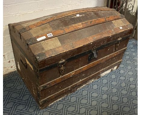 DOMED TRUNK WITH WOODEN STRAPS