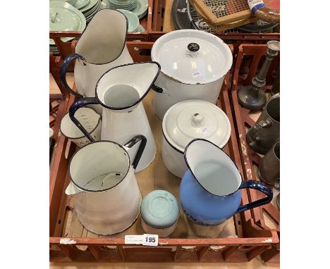 QTY OF ENAMEL ITEMS &amp; ONE ADNAMS ADVERTISING JUG
