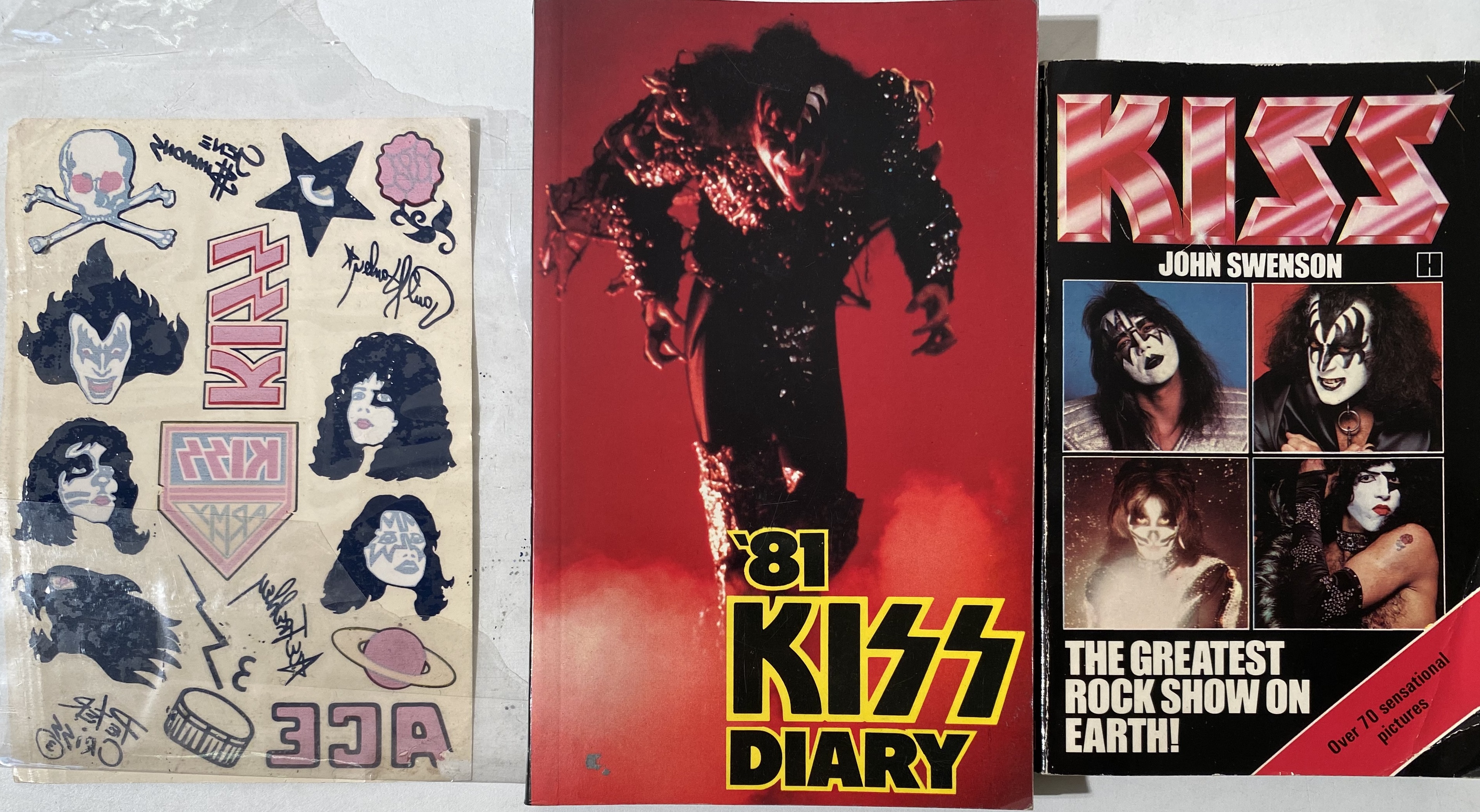 KISS MEMORABILIA. 27 Items To Include 4 Official Aucoin Red Enamel ...