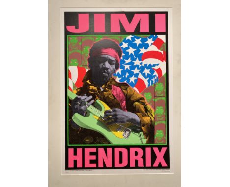 JIMI HENDRIX POSTER. An original 1992 limited edition Jimi Hendrix poster numbered (134/150) and signed by Frank Kozik, to me