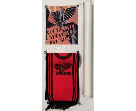 HAWKWIND MEMORABILIA. Three items to include a Hawkwind Astounding Sounds Tour poster 1976 (20x30", F condition due to tape m