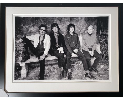 ROLLING STONES PHOTO PRINT. A large black and white photo print of the Rolling Stones in Ireland 1993, taken by Duncan Raran.