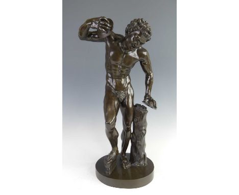 Isaak Duchemin (19th/20th century) - Dancing faun with cymbals, after the original by Massimiliano Soldani (1656-1740), bronz
