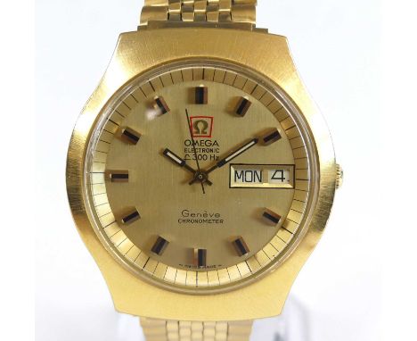 A gent's gold plated Omega electronic F300HZ Chronometer wrist watch, Ref. MD1980020, movement No. 35684883, circa 1974, havi