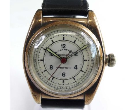 A Rolex 9ct gold Oyster Chronometer Scientific wristwatch, Ref. 3009, No.39250, circa 1935, having a signed two-piece white e