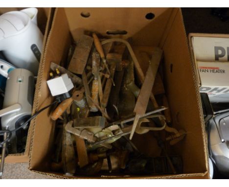 Box of garage tools and accessories 