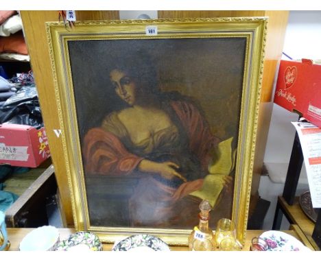 Oil on canvas - classical portrait of a lady reading a book