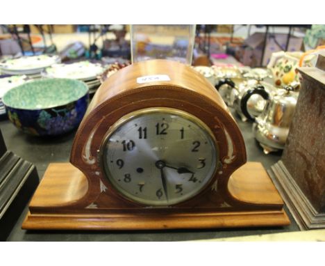 Inlaid mahogany mantel clock