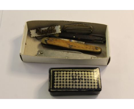 Pocket knives, snuff box etc
