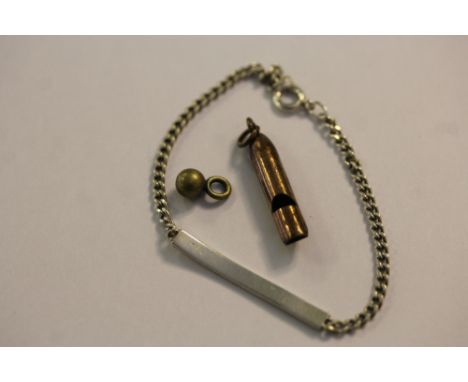 Novelty mini whistle and silver chain