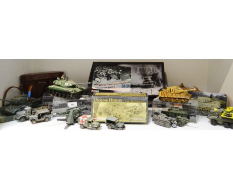 Military Toys - a Century of War by Corgi; a Dinky 88mm field gun; a Corgi Churchill tank, Tiger tank; a Britains Kettenkrad 