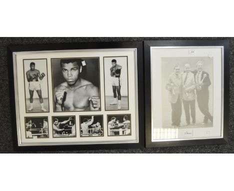 Sporting Interest - framed black and white photographic prints of Mohammed Ali; a framed Limited Edition print of three Manch