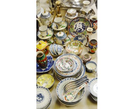 Oriental Ceramics - a Japanese blue and white crab bowl; an eggshell part tea service; tea canister;  etc qty 
