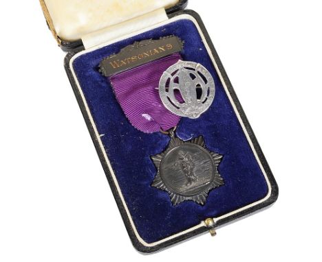 A 1938 England v Scotland Golf Medal & Glasgow School of Art Badge:The cased golf medal in Walker & Hall case, the reverse en