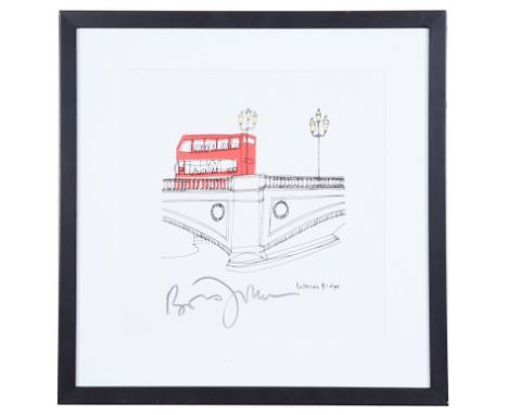 Boris Johnson (British, b. 1964):Battersea Bridge, colour print, hand signed in pen, H 29 x W 29 cm