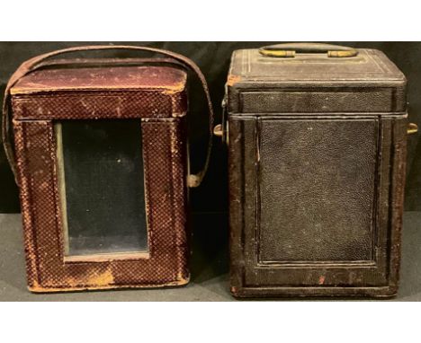 A 19th century carriage clock carry case; another (2) 