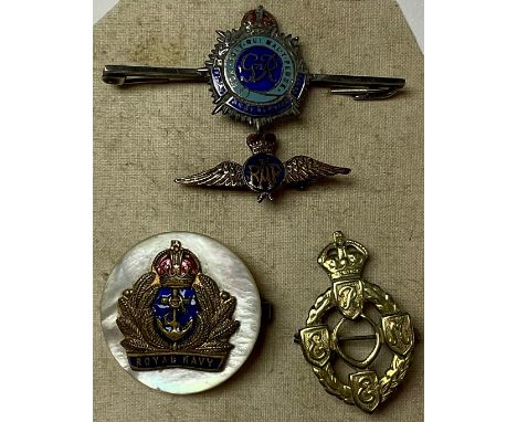 A Royal Navy sweetheart brooch; others, Royal Army Service Corps, RAF, etc (4) 