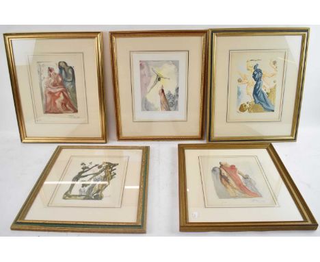 † SALVADOR DALI (1904-1989); a set of five limited edition colour prints including 'Purgatory 5' and 'Purgatory 31', both sig