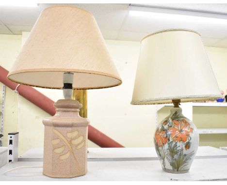 COLIN KELLAM, TOTNES; a studio pottery lamp base, height 21cm, and a Larbert Pottery lamp base.