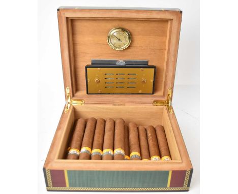 LA FLOR DE ALBA; a cigar humidor, with contents of fifteen Cohiba cigars, width 25cm.