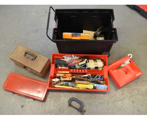 A large modern toolbox with contents, also a Black and Decker work bench (2).