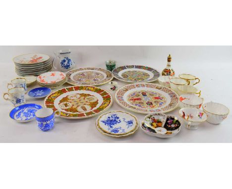 A quantity of sundry ceramics including four Spode collector's plates, Royal Doulton, Chelsea, etc.