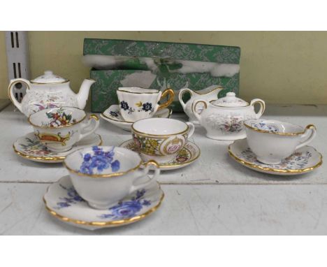 A small collection of miniature ceramics including Spode 'Tulip Tree' tea service.