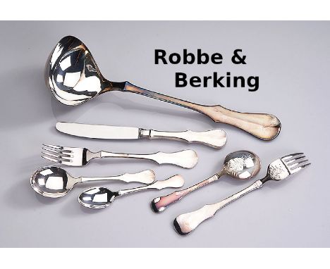 ROBBE &amp; BERKING Besteck für 6 Personen, 800er Silber,   Modell Alt Kopenhagen, best. aus: 6 Menuemesser (Griffe gefüllt, 