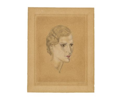 Léonard Tsuguharu Foujita (Japanese/French, 1886-1968)Portrait de Femme (Buisson 27.47) Etching in colours, circa 1927, on wo