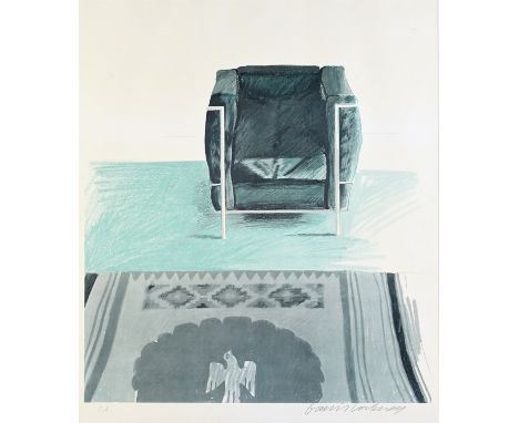 David Hockney R.A. (British, born 1937)Corbusier Chair and Rug (see Baggott 22) A rare offset lithograph in colours, 1969, on