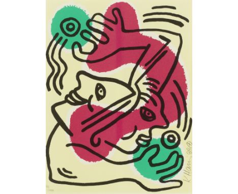 Keith Haring (American, 1958-1990)International Volunteer Day (Littmann p. 93) Lithograph in colours, 1988, on wove paper, si