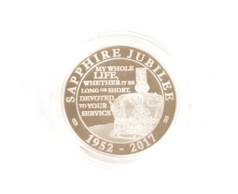 A Queen Elizabeth II Sapphire Jubilee Silver £5 coin 