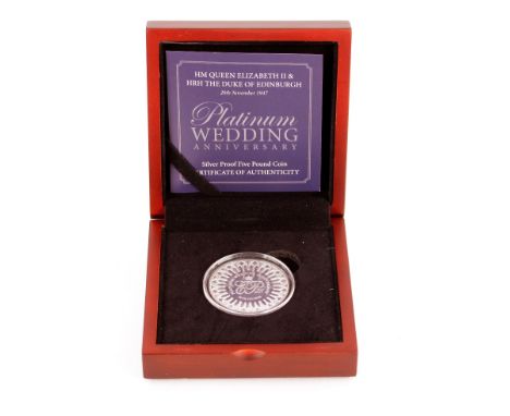 A UK Royal Platinum Wedding Silver Proof £5 coin