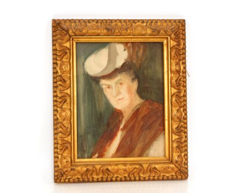 Early 20th century school, portrait study of a lady initialled E.M.; early 20th Century school portrait study of a lady initi