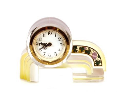 An Art Deco glass mantel timepiece