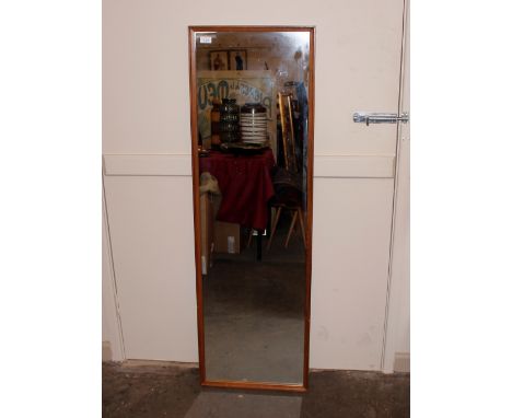 A teak framed mirror, 140cm x 44cm