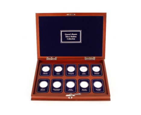 A Queens Beasts silver bullion coin collection, cased