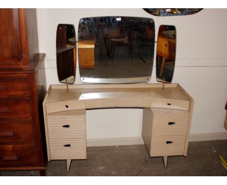 A Lebus Link furniture mirror back dressing table, 122cm wide; and a matching mirror door wardrobe, 93cm wide 