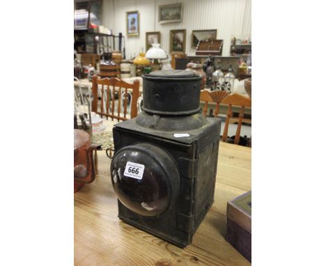A vintage railway lamp
