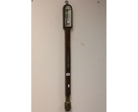 William D Hart of Edinburgh stick barometer in oak case