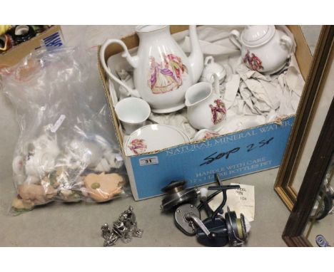 Miniature tea set, coffee set, ceramic pigs etc