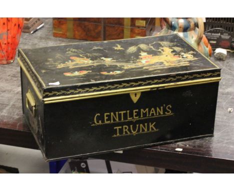 An early 20th century Chinoiserie tole gentlemen's trunk