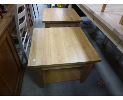 Pair of Modern Oak Square Lamp Tables