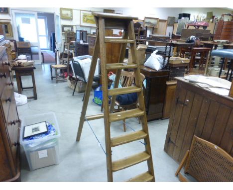 Set of Pine Waxed Step Ladders