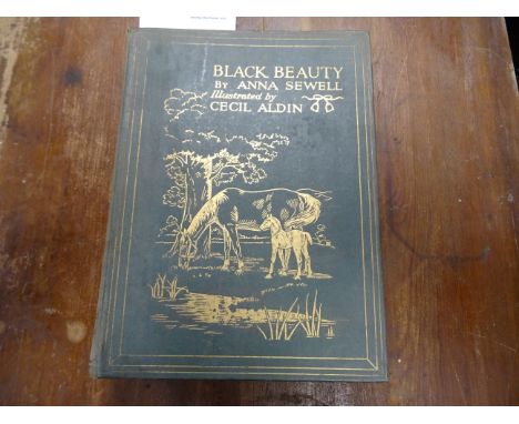 Book - Black Beauty by Anna Sewell featuring 18 coloured illustrations by Cecil Aldin, first edition published by Jarrolds pu