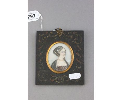 A portrait miniature of lady in a decorative frame