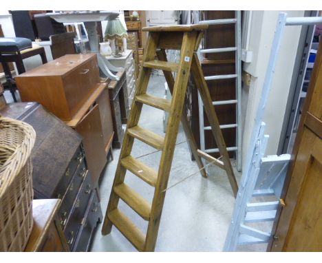 Set of Waxed Pine Step Ladders